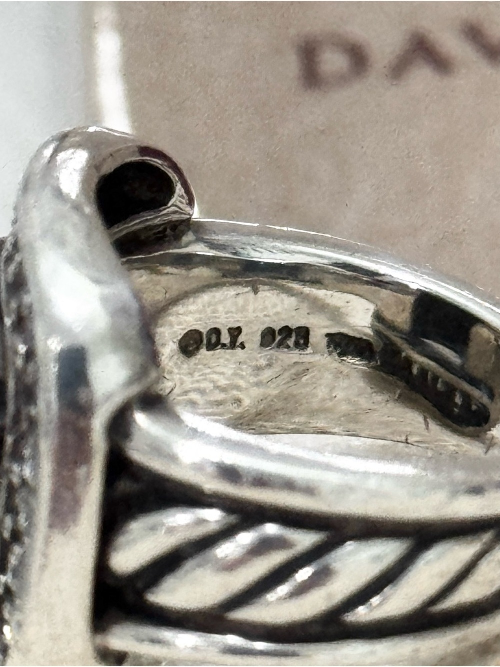 David Yurman .925 Diamond Square Buckle Cable Ring Size 5.5 - Picture 6 of 9